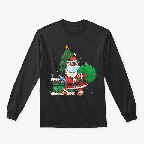 Santa Claus Merry Quarantine Christmas 2 Black áo T-Shirt Front