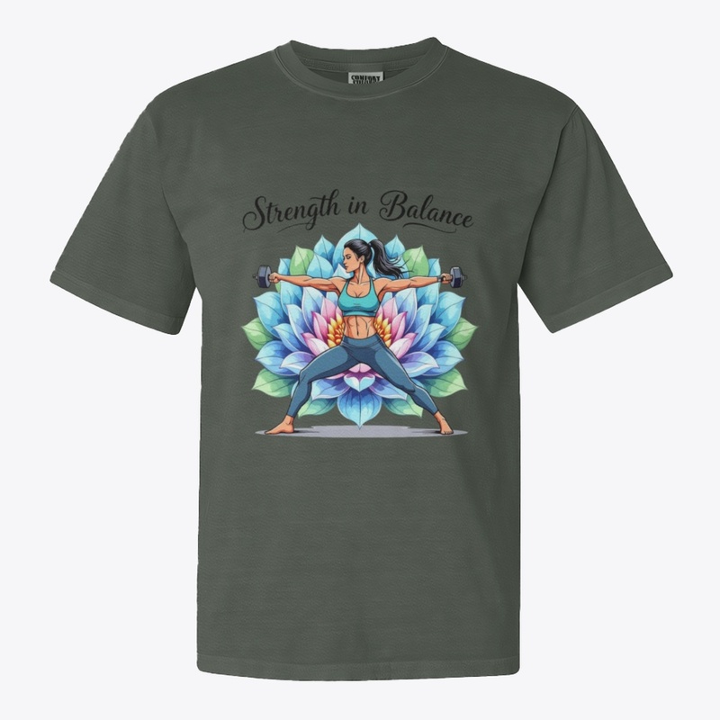 Warrior Yoga Pose with Dumbbells T-Shirt