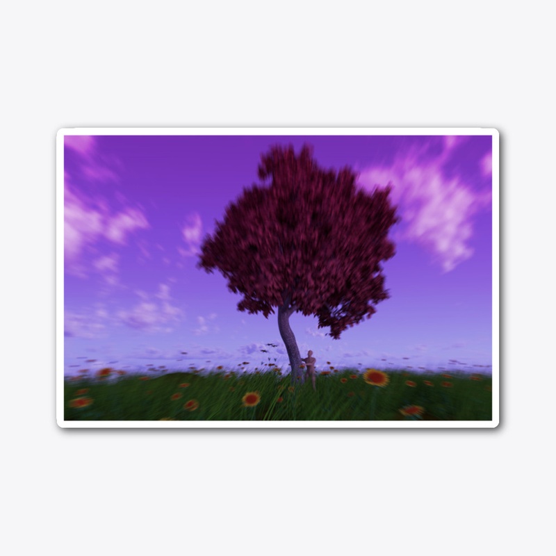 Landscape of man admiring a tree