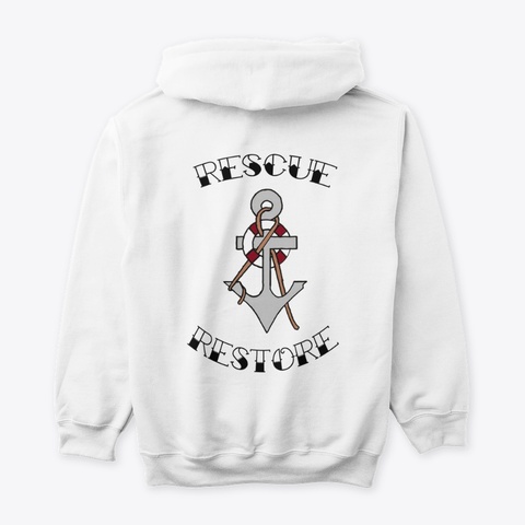 Rescue & Restore Anchor White T-Shirt Back