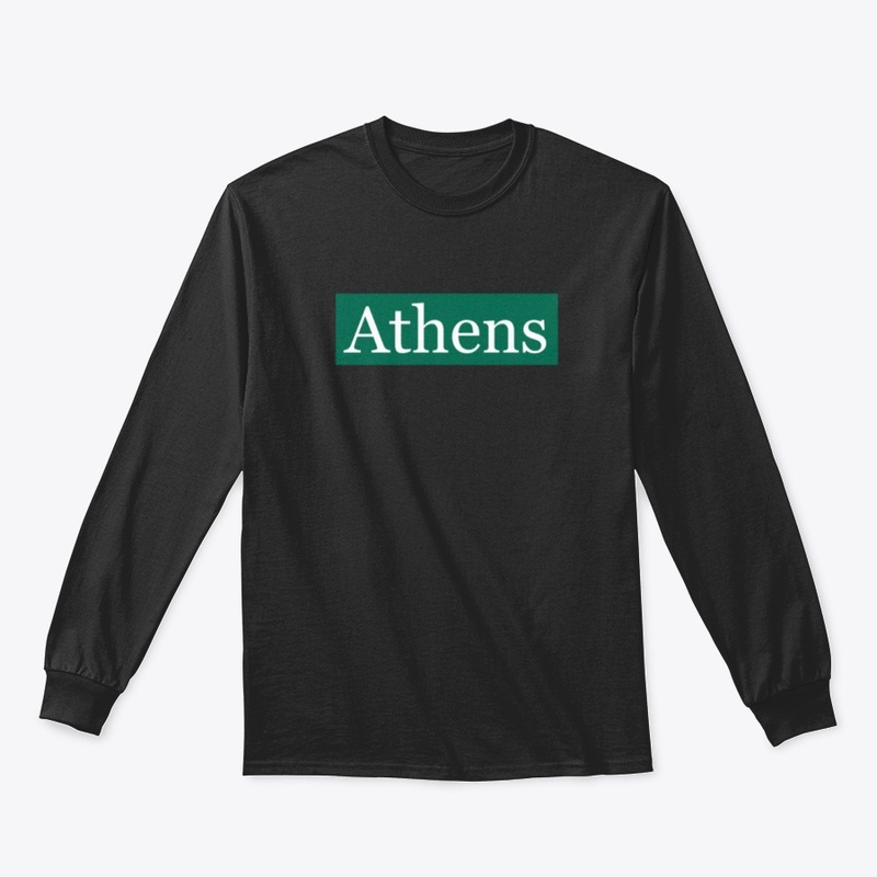 Athens Written in White on Green