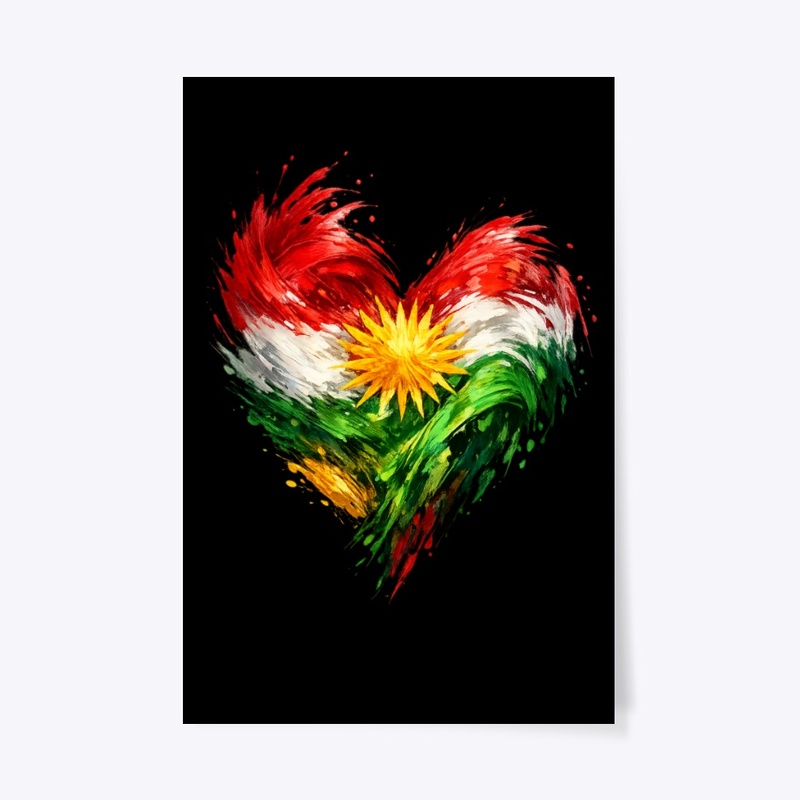 Kurdistan Heart: Artistic Flag Design
