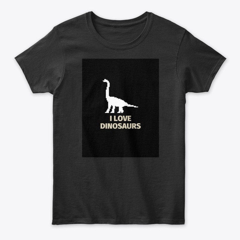 Pixel Art Dinosaur 5 Black