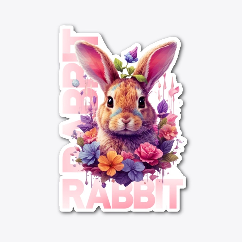 Rabbit and Rose Flower
