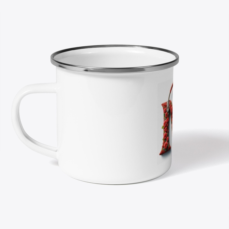 Cup with the initial M with red roses