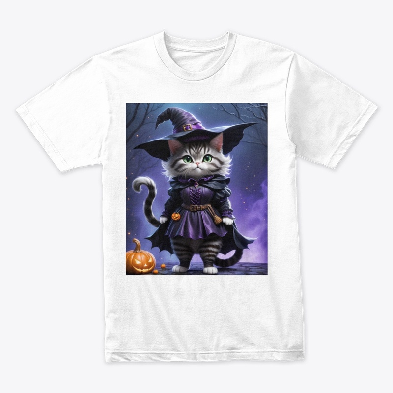 Adorable Witch Cat with Pumpkin