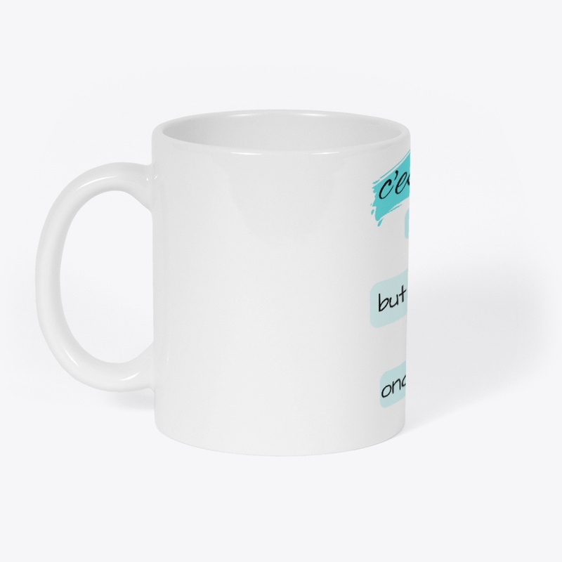 c'est la vie t_shirt with aqua colore