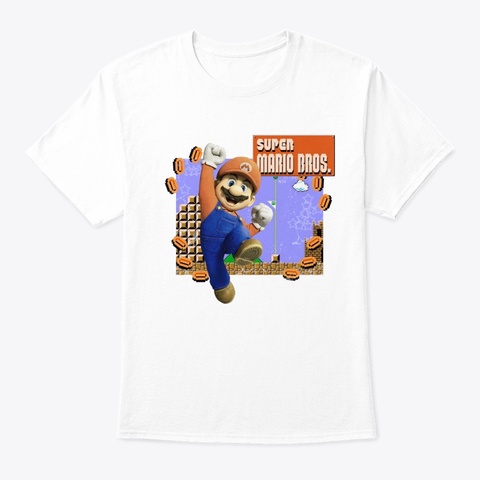 Fan Art Man Jumping Mustache White Camiseta Front