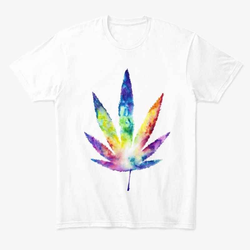 Watercolor Tie Dye Marijuana Leaf Art