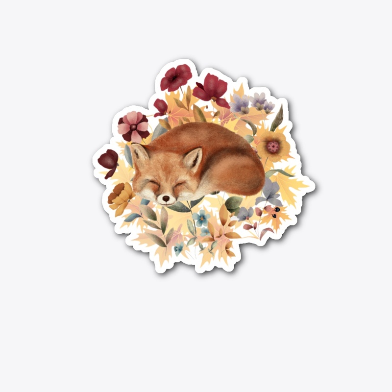 Cute Sleeping Fox With Autumn Vibe