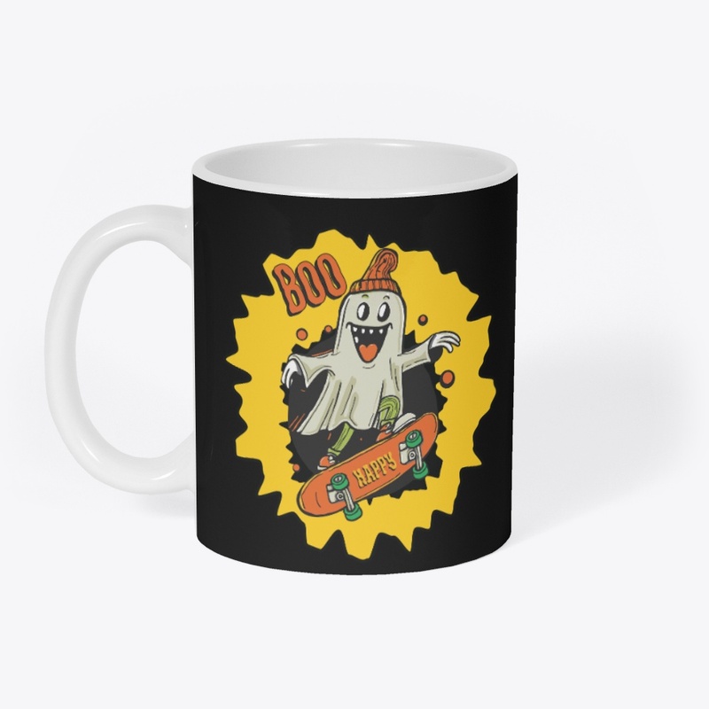 boo ghost on a skateboard vintage