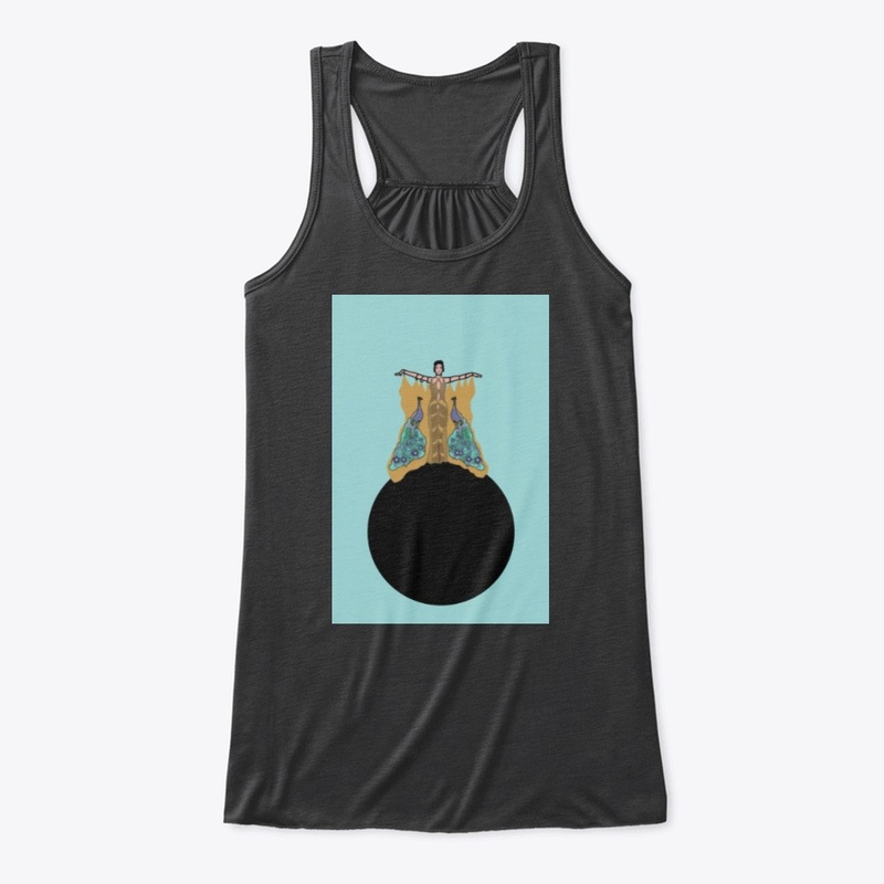 Art Deco Peacock Lady on Seafoam