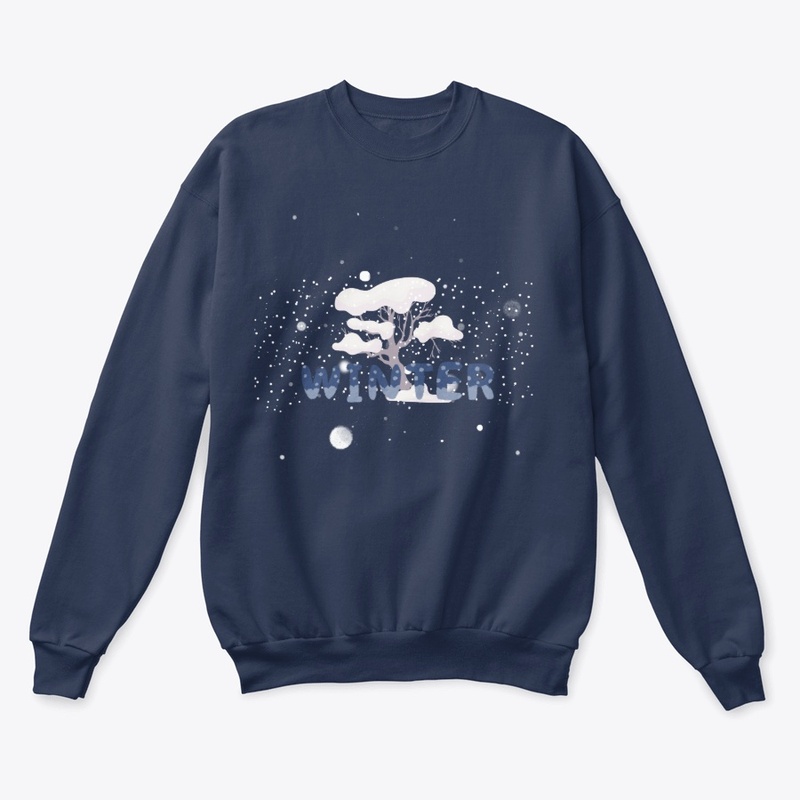 Cozy Snowy Winter Tree Illustration