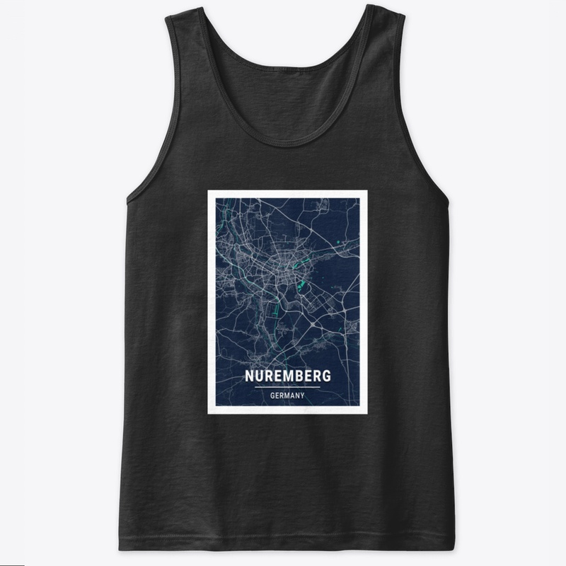 Nuremberg Blue Dark Color City Map