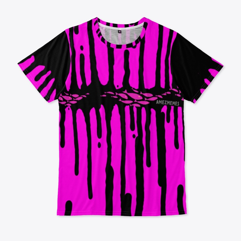 Hot Pink Paint dripping with fish