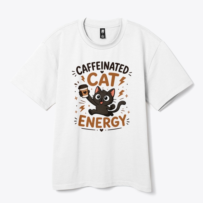 Caffeinated Cat Energy Funny Black Cat
