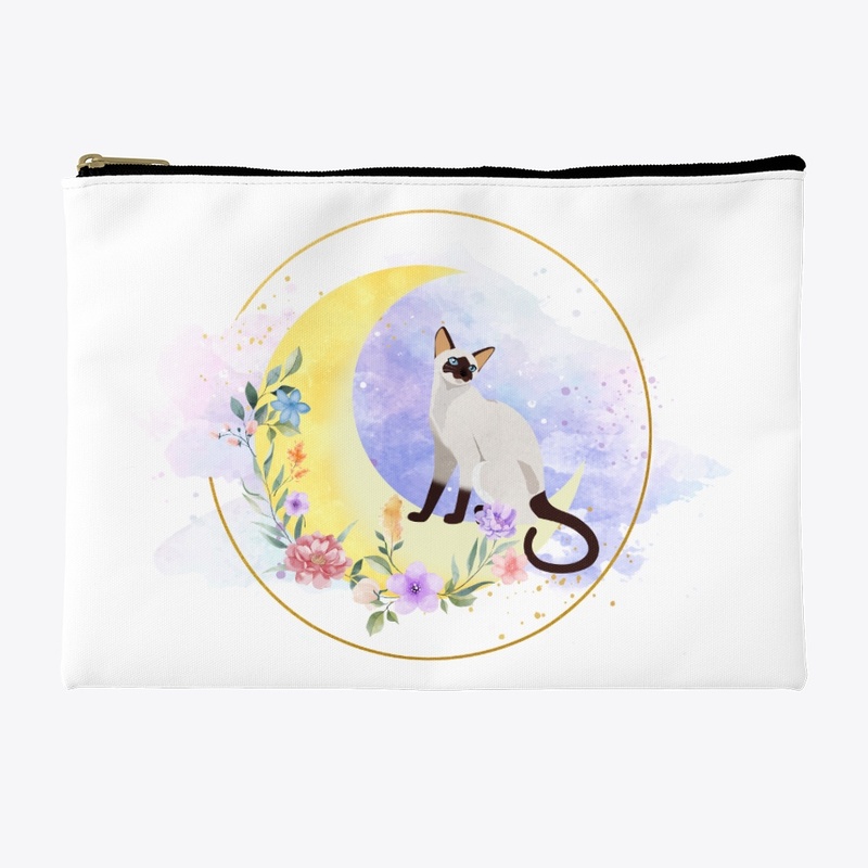 Siamese cat mom -moon and flowers