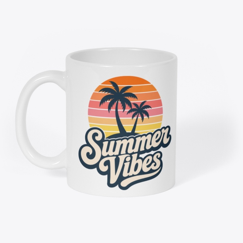Summer Vibes Sunset Palm Trees Graphic