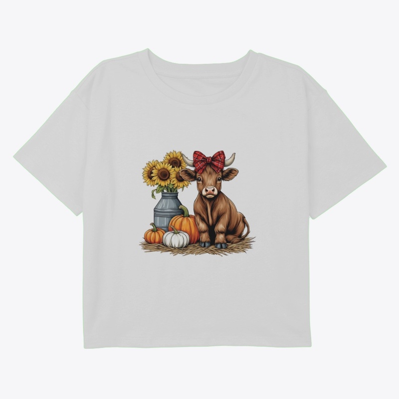 Cute Highland Cow & Pumpkins Fall 