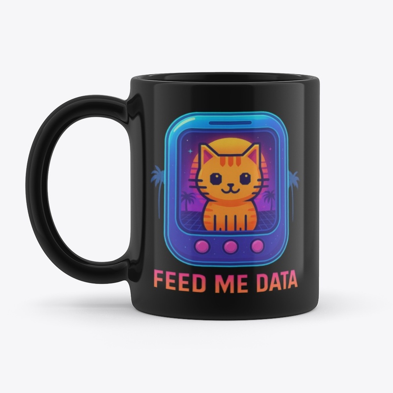 Retro Vaporwave Pixel Cat – Feed Me Data