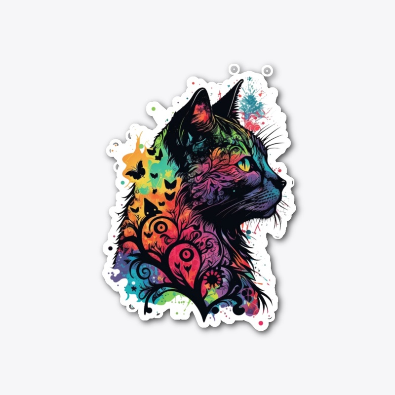 Abstract Colorful Cat