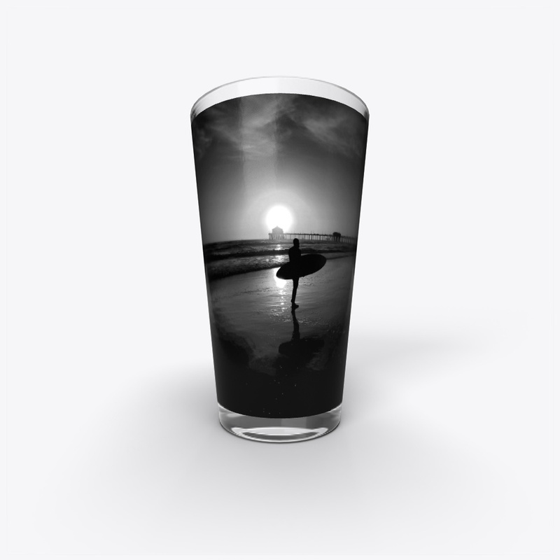 B&W Sunset/Surfer/Pier