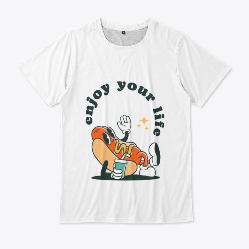 Orange Retro Hotdog Illustration T-Shirt