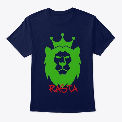 Rasta Lion Navy T-Shirt Front
