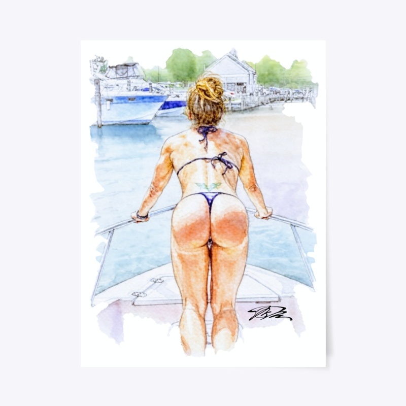 Blue thong riding the bow