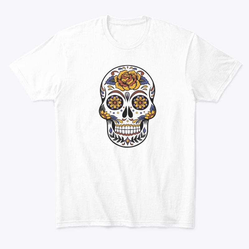 skull and flowers 