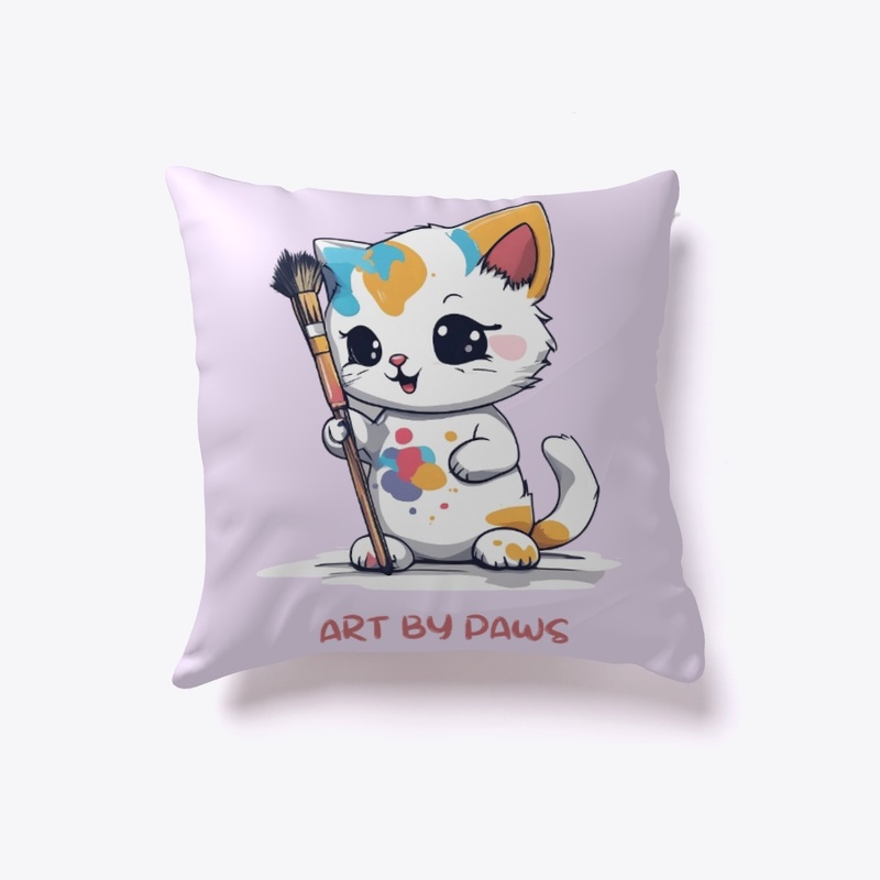 Cute Cat Painter holding Brush