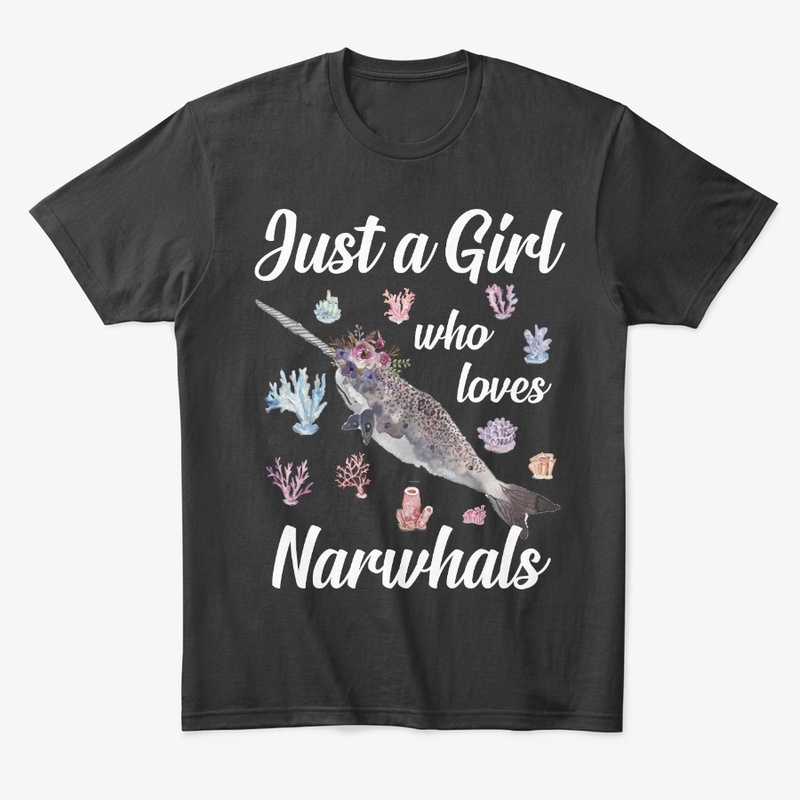 Girl Loves Narwhals Watercolor Style