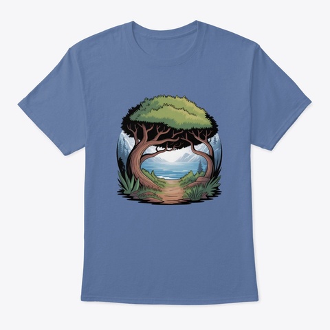 Treelined Trail  Denim Blue T-Shirt Front