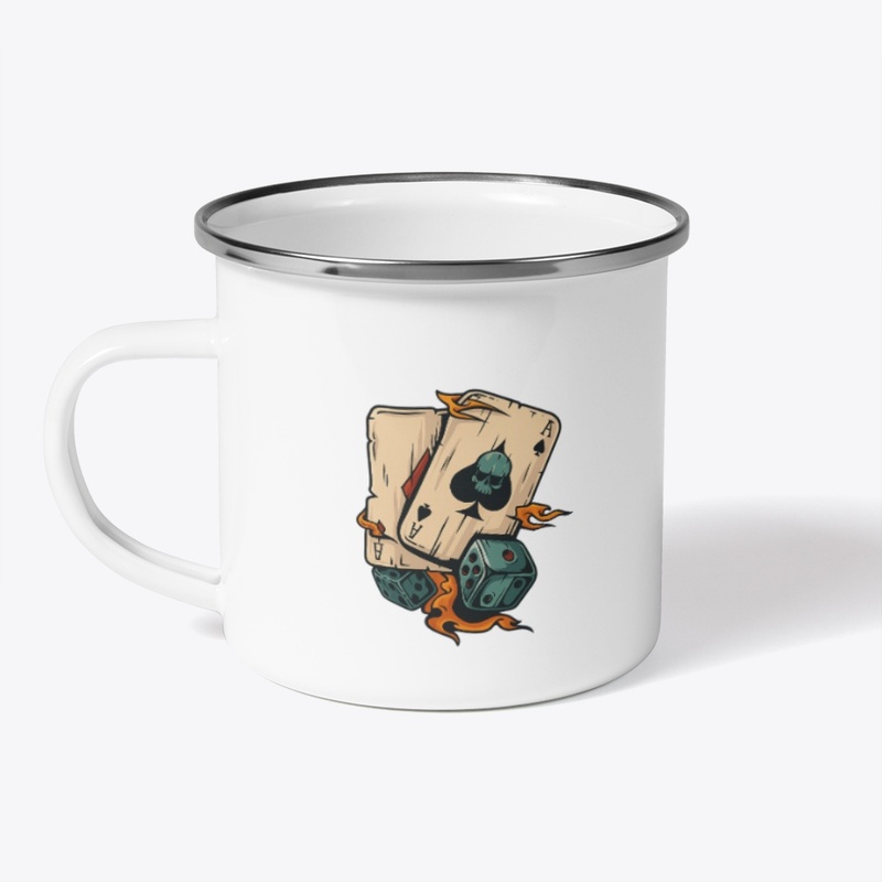 Flaming Ace & Dice Skull Design