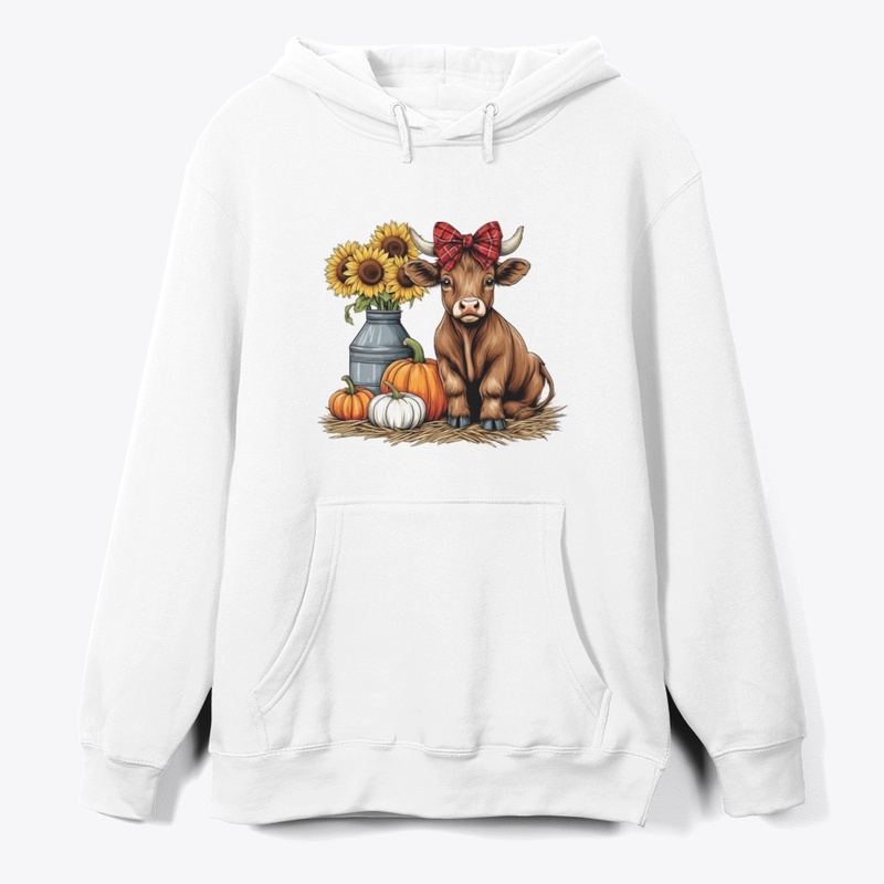 Cute Highland Cow & Pumpkins Fall 