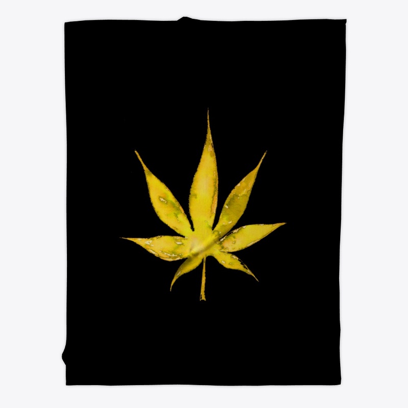 Cannabis leaf in yellow watercolor