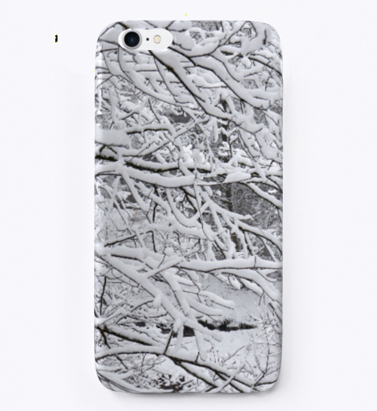 Tree branches covered with snow