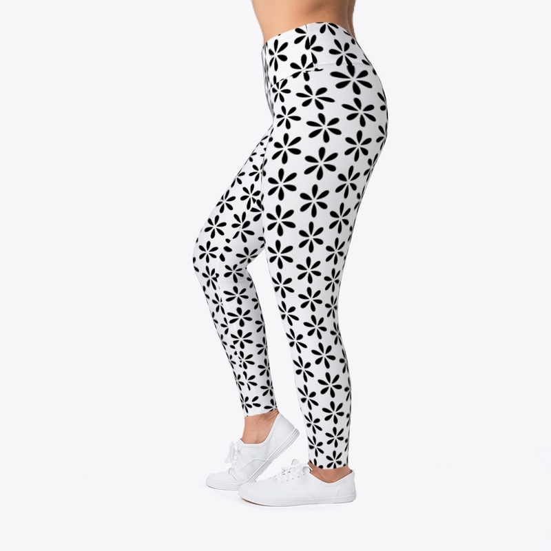 Black Flower Leggings