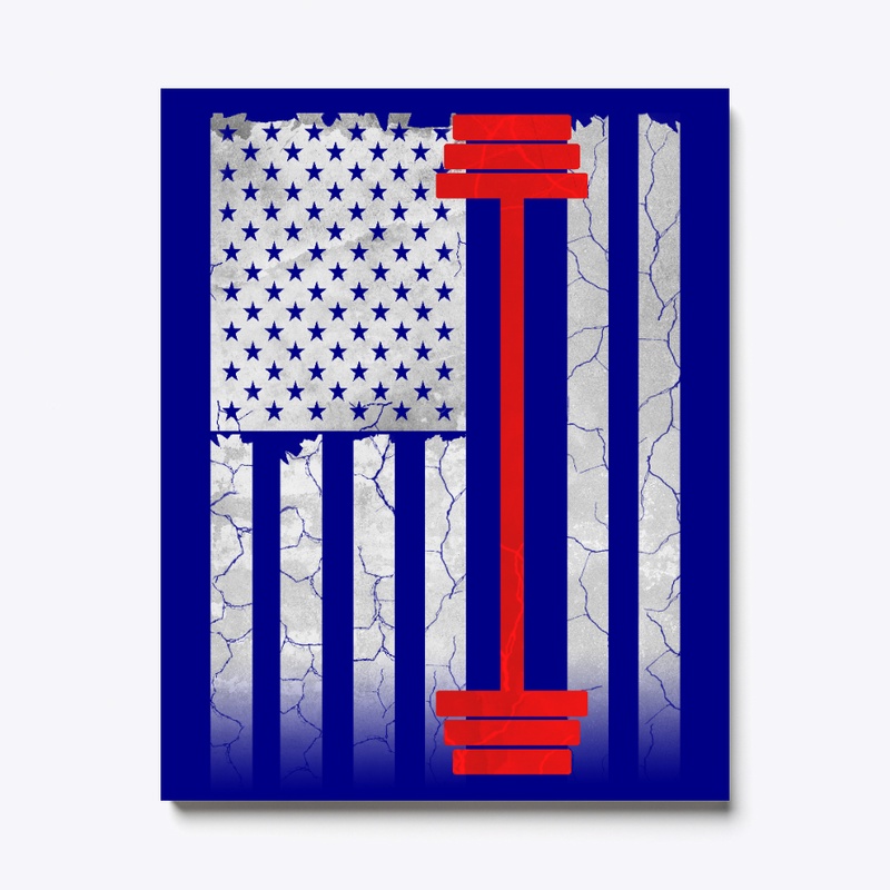 Weight lifting usa flag canvas