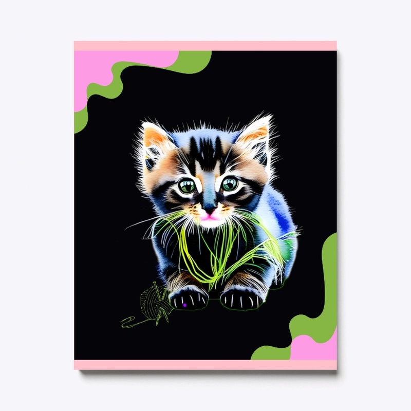 Green Yarn And Kitten