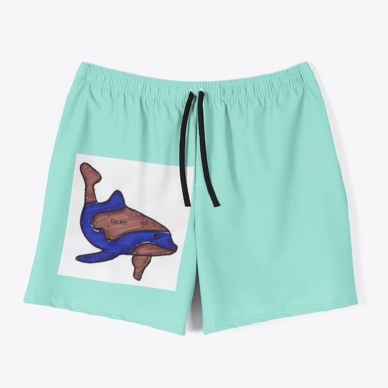 Div Jen All-Over Print Men's Swim Trunks