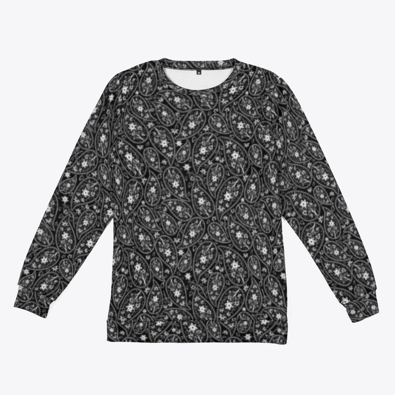 Black and White Floral Unisex Sweatshirt