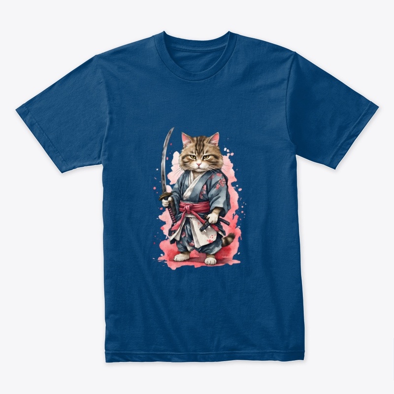 Japanese Samurai cat holding a katana