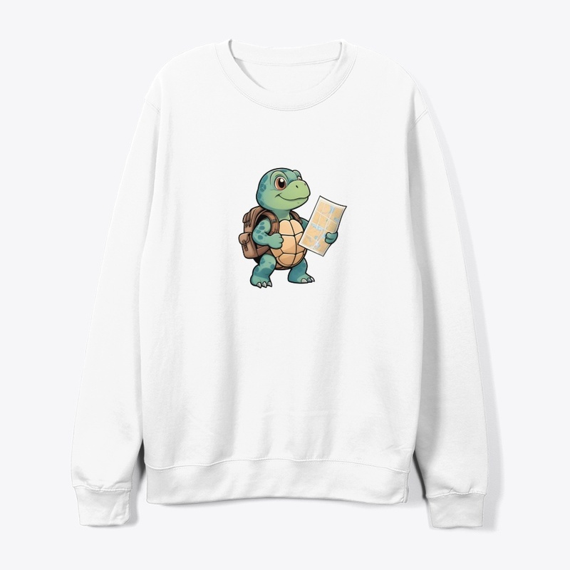 Cute Lost Turtle Explorer Sticker.