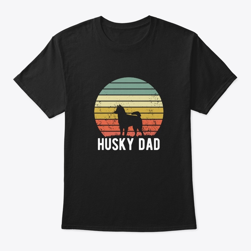 Husky Dad Retro Sunset Dog Lover