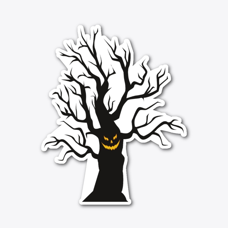 Haunted Tree with Jack-o'-Lantern Face