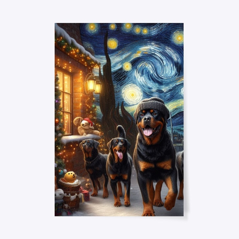 Rottweiler Christmas Starry Night
