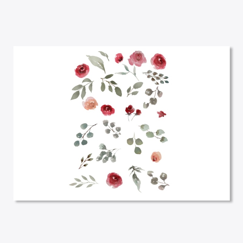 Water color rose flower