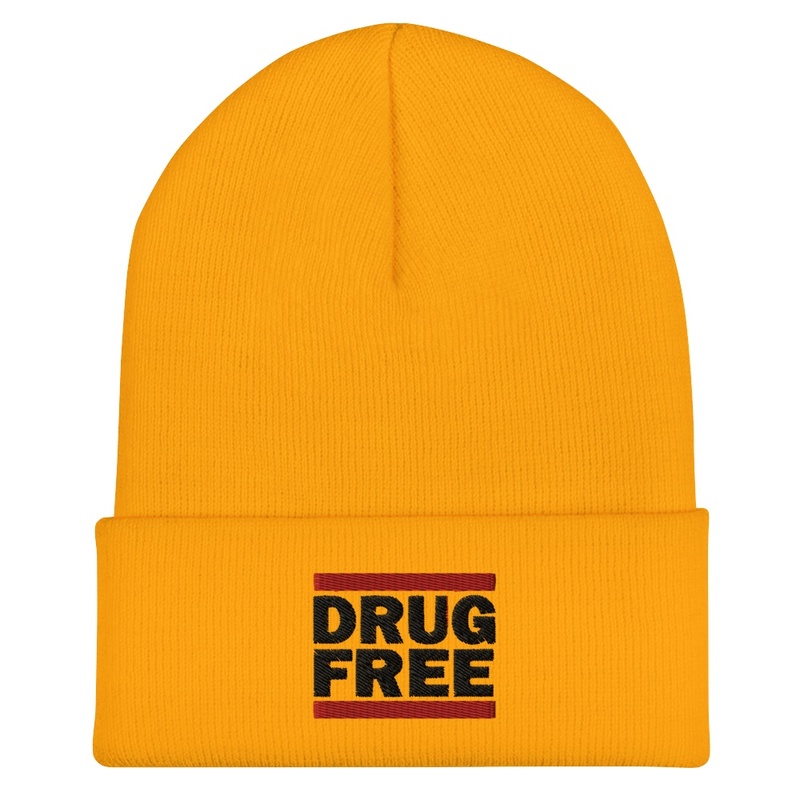 DRUG FREE Black Logo Beanie