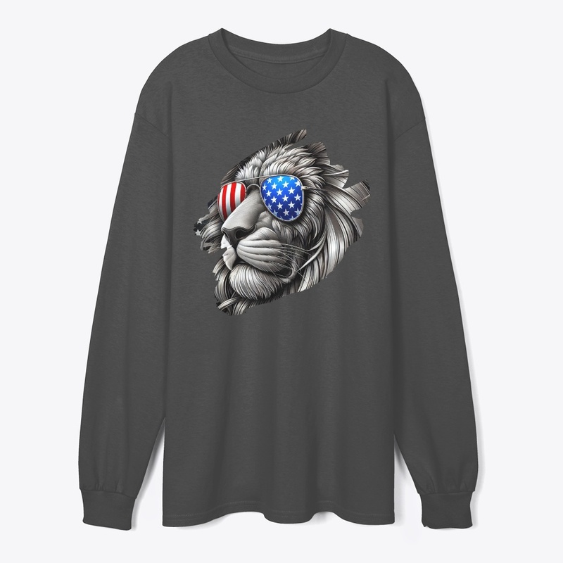 Lion Art with American Flag Sunglasses